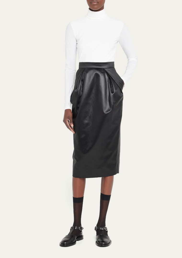 Tight black leather pencil skirt hotsell